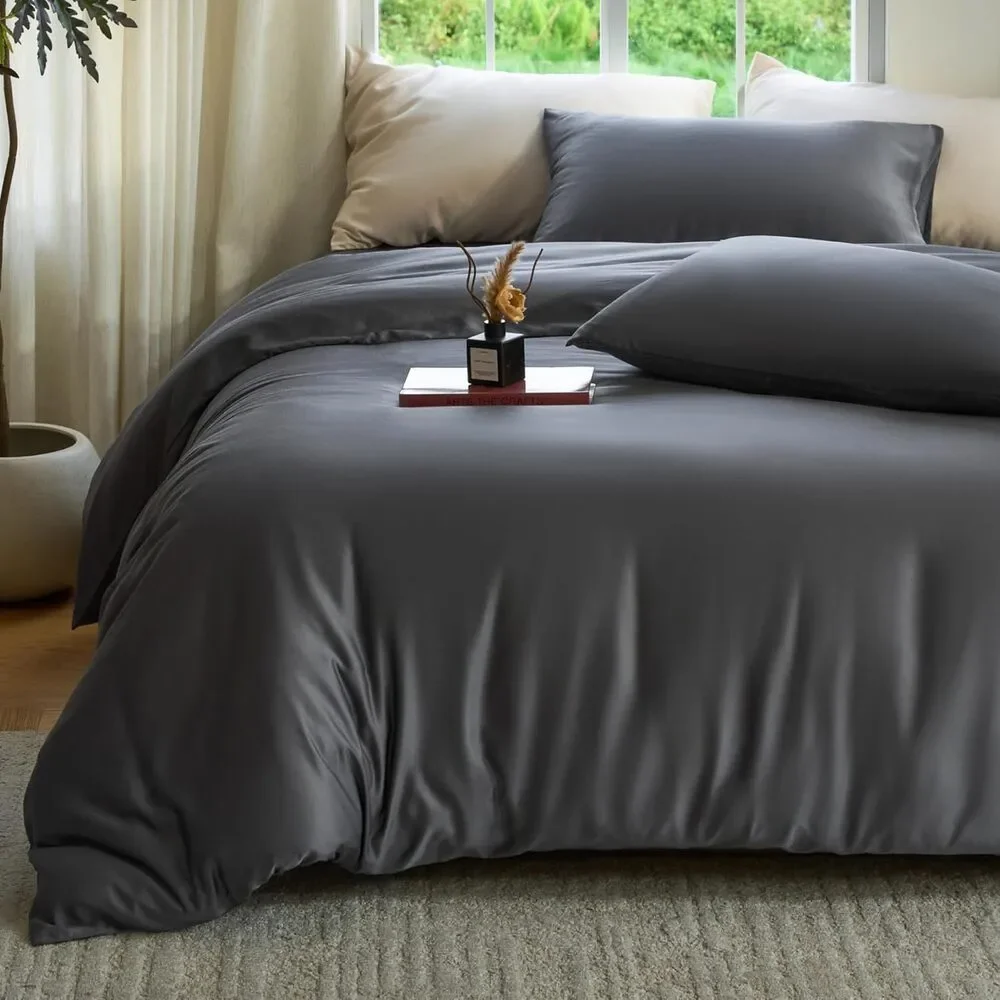 NWT DOZ by Sijo 100% Cotton Duvet Cover 3 PC Set w/2 Shams Storm Gray , King